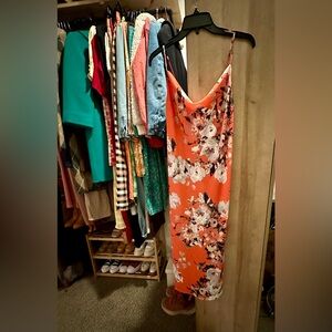ABS Allen Schwartz, size 6, orange floral print strappy dress